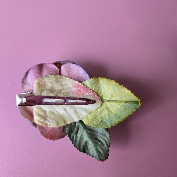 Blue Velvet Rose Hair Clip | Romantic Hair Accessory - Picture 6 of 8